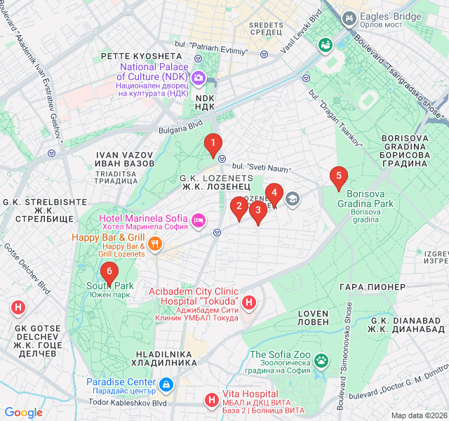Route map for Lozenets Heights: Sofia’s Green Escape