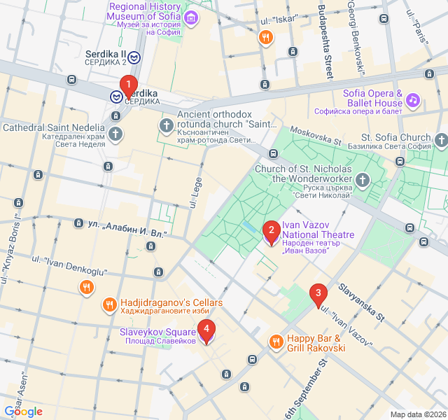 Route map for Poets and Prose: Sofia’s Literary Trail
