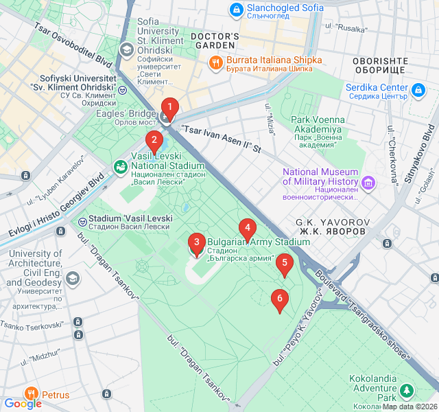 Route map for The Tsar's Garden: Exploring Borisova Gradina