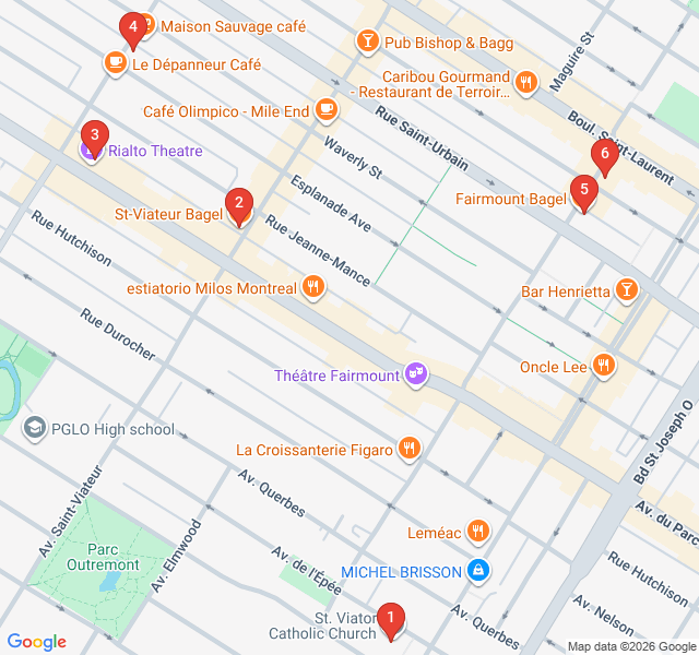 Route map for Bagels and Books: The Mile End Bohemian Route