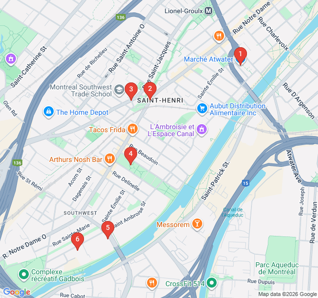 Route map for Canal History and Industrial Chic in Saint-Henri