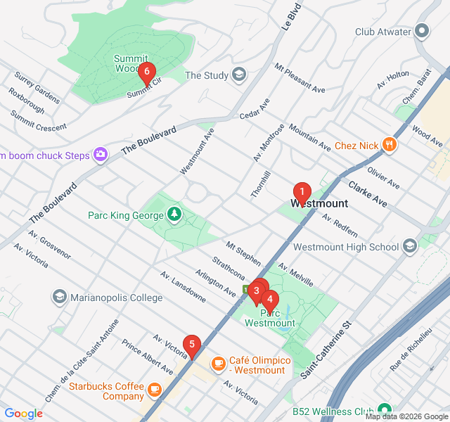 Route map for Stately Gardens and Libraries of Westmount
