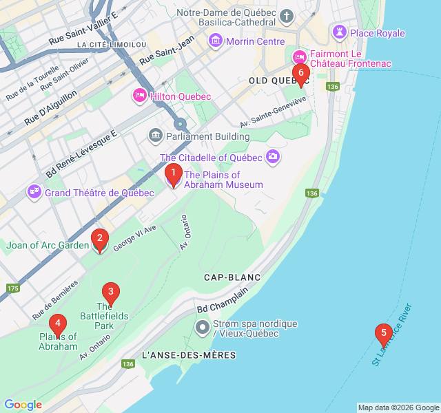 Route map for Military Might: The Plains of Abraham Route