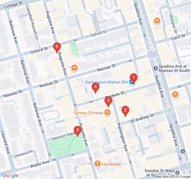 Route map for Bohemian Bites and Graffiti: Kensington Market