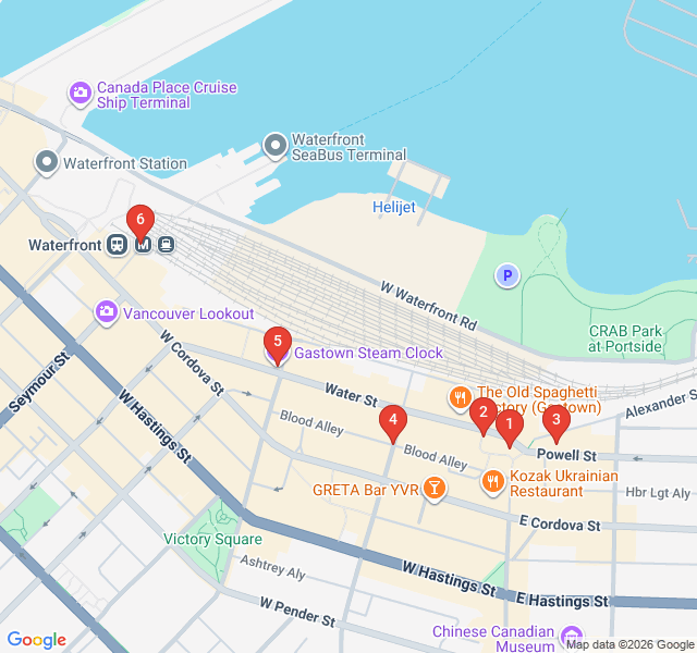 Route map for Gastown's Gilded Age and Gritty Past