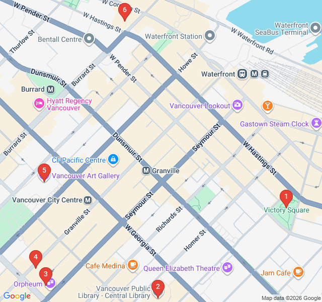 Route map for Hollywood North: Downtown Film Locations