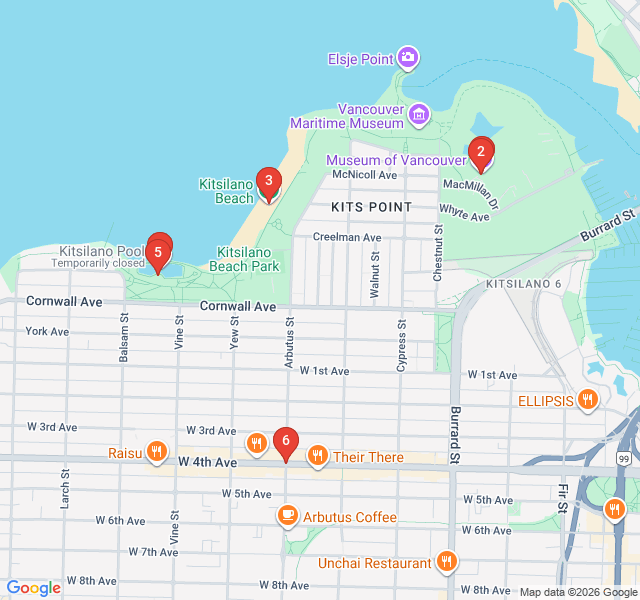 Route map for Kitsilano: From Hippie Haven to Coastal Chic