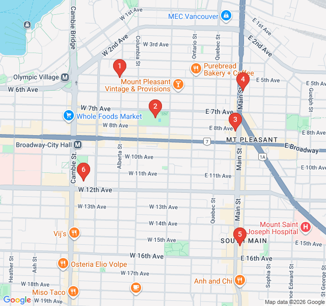 Route map for Mount Pleasant Murals and Makers