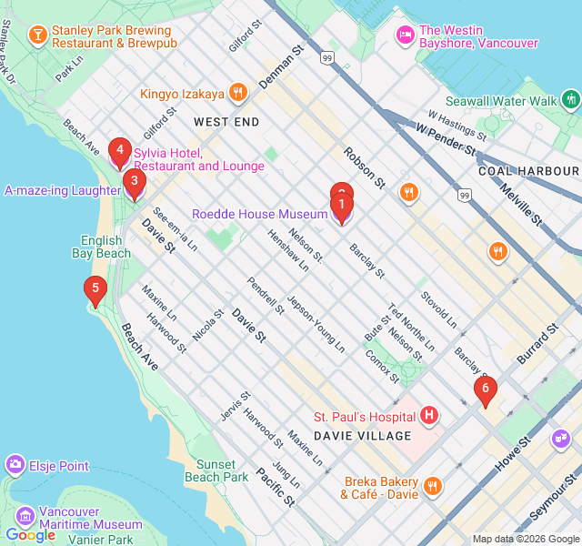 Route map for West End Modernism and Beachfront Living