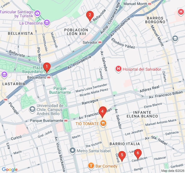 Route map for Artisans and Antiques in Barrio Italia