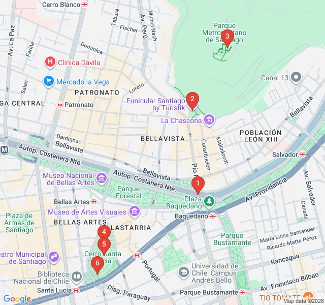 Route map for The Heights of Santiago: Two Peaks