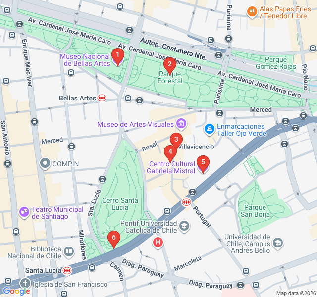Route map for Lastarria: The Intellectual Heartbeat