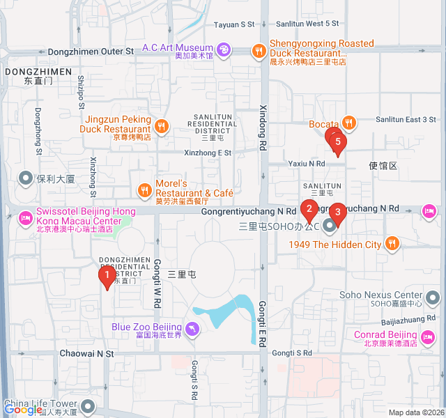 Route map for Sanlitun: The Neon Pulse of Beijing