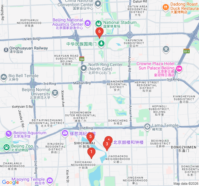Route map for Whispers of Shichahai Hutongs
