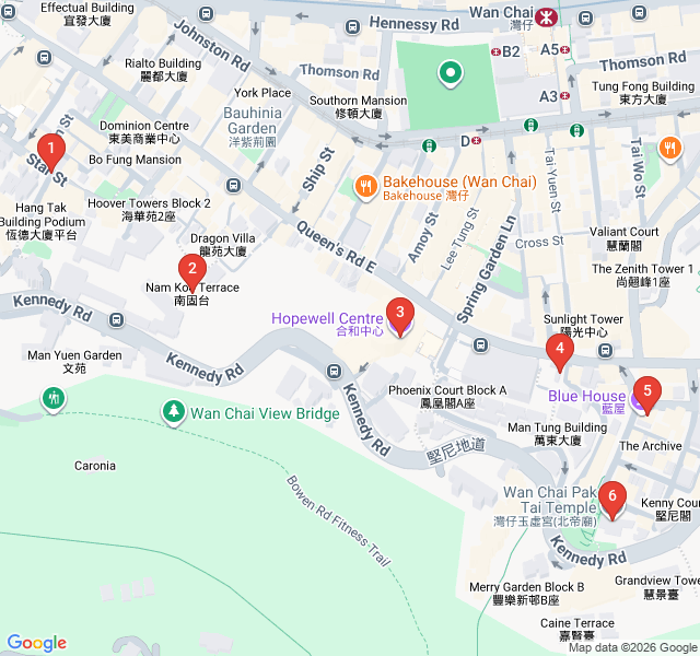 Route map for Haunted Tales and Literary Trails of Wan Chai