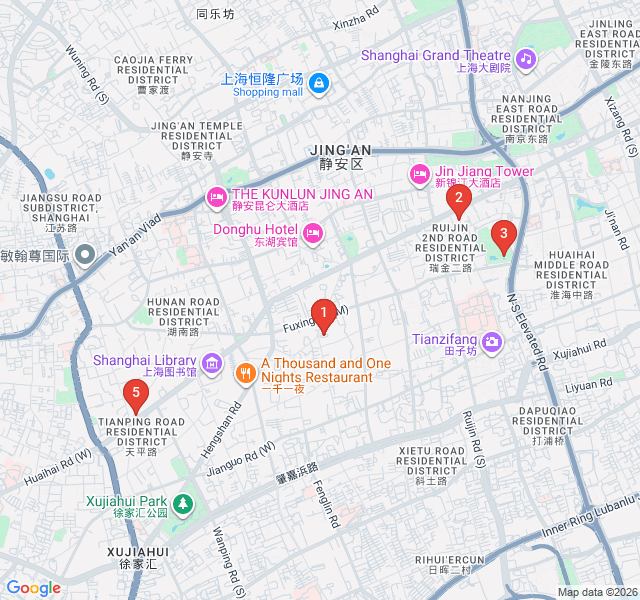 Route map for Leafy Lanes and Art Deco: The French Concession