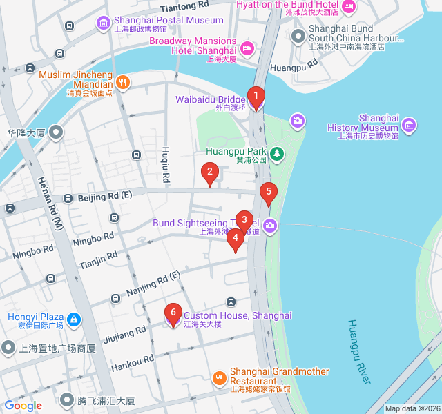 Route map for Grandeur of the Bund: Colonial Architectural Icons