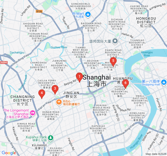 Route map for Savoring Shanghai: Street Food Gems of Jing'an