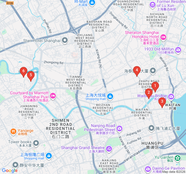 Route map for M50 & Suzhou Creek: Contemporary Art and Industrial Heritage