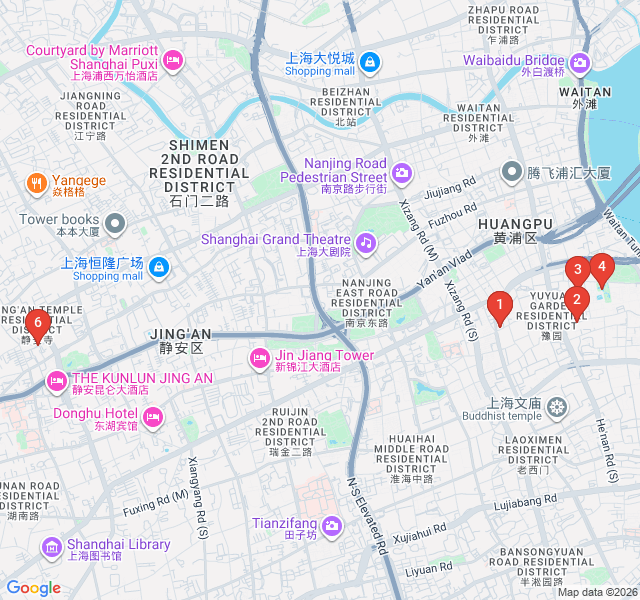 Route map for Ancient Alleys and Yu Garden: Old Shanghai Secrets
