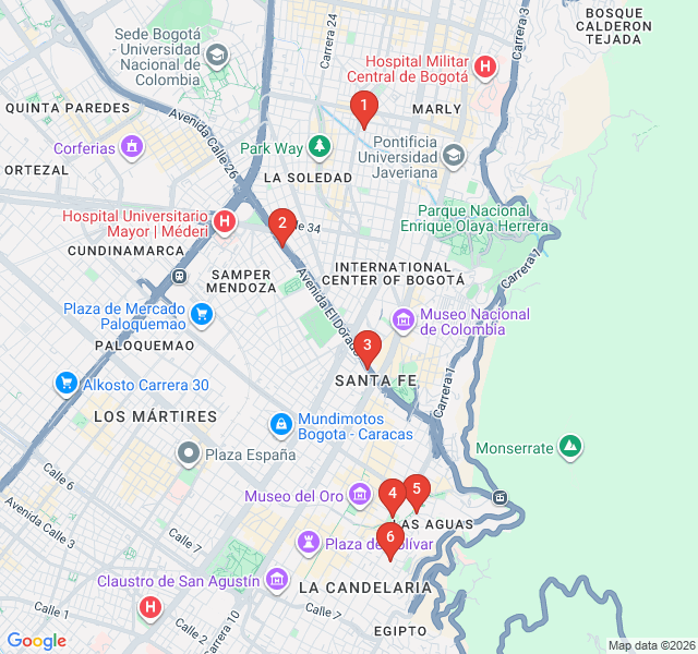 Route map for The Walls That Talk: Bogota Street Art