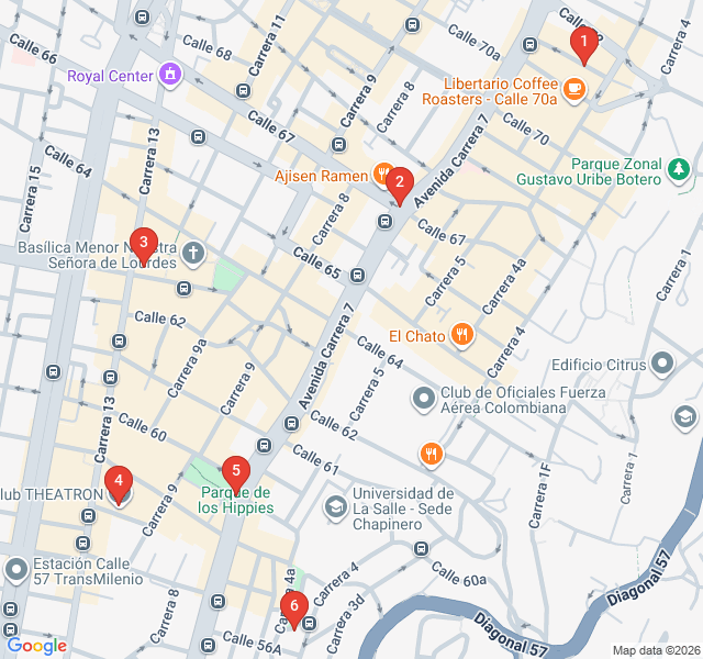 Route map for Chapinero After Dark: Bars and Beats