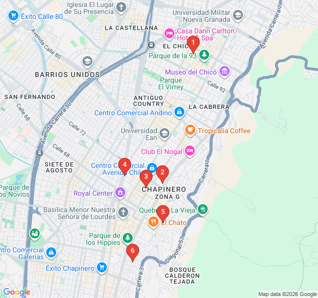 Route map for The Third Wave: Specialty Coffee in Chapinero