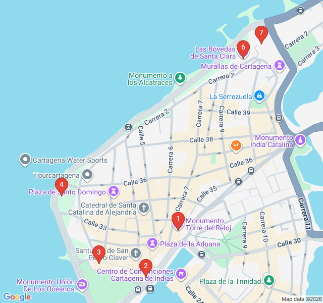 Route map for Bastions and Bulwarks: The Great Walls of Cartagena