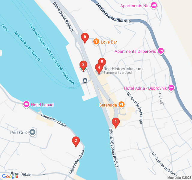 Route map for Gruž Harbor & Local Life