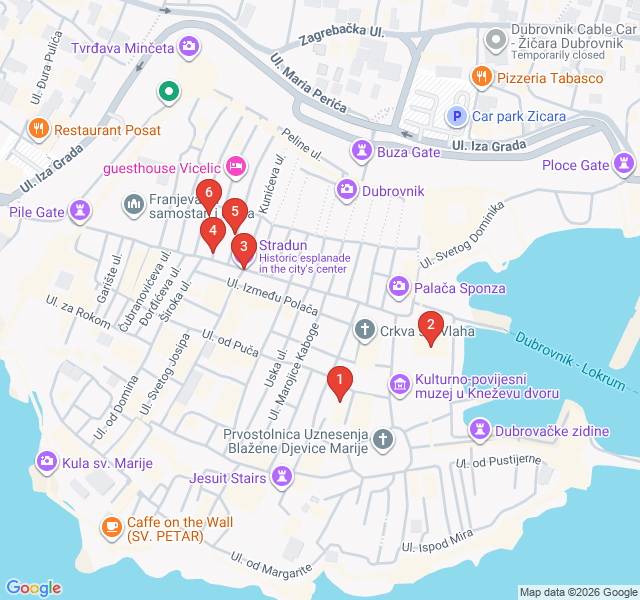 Route map for Savors of the Stradun