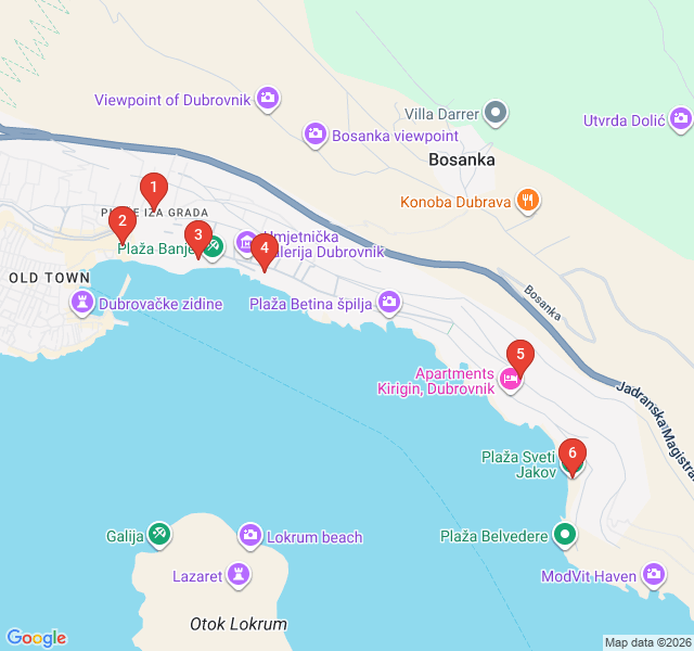 Route map for Sunset Over the Adriatic