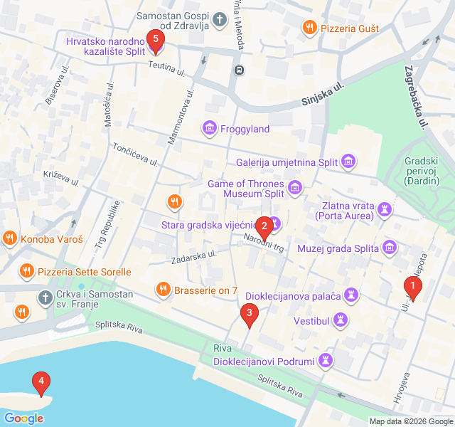 Route map for Literary Split: Poets and Playwrights