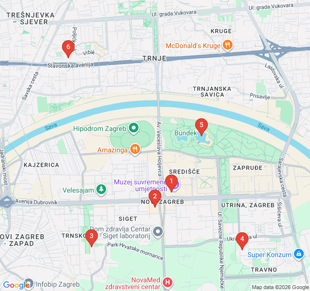 Route map for Concrete Giants of Novi Zagreb