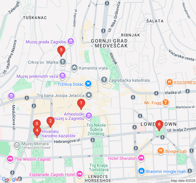 Route map for Modernist Masterpieces and Meštrović