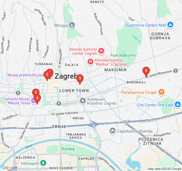 Route map for Zagreb Street Art Safari