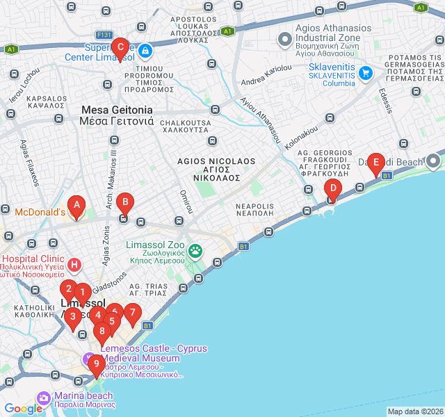 Route map for Flavors of Old Limassol: A Culinary Journey