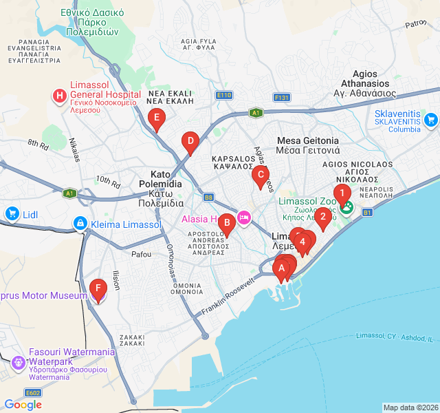 Route map for Glitz & Glamour: The Limassol Marina Walk