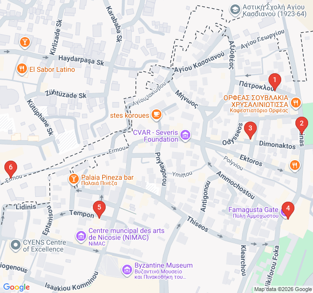 Route map for Secret Courtyards of Chrysaliniotissa