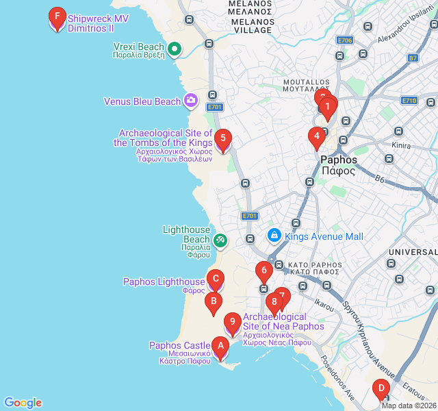 Route map for Crafts and Coffee: The Artisans of Old Paphos