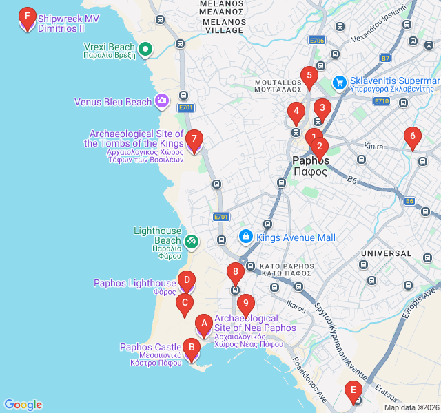 Route map for Ktima Uncovered: A Walk Through Paphos Old Town