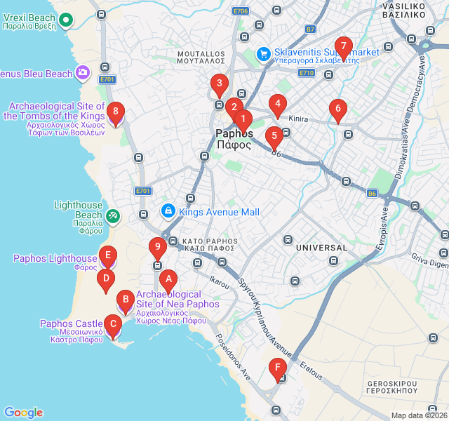 Route map for Empire and Independence: Paphos Colonial Architecture