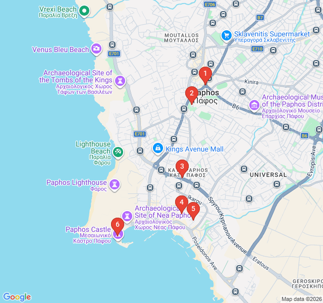 Route map for Moonlight over Paphos: Harbor Bars and Nightlife