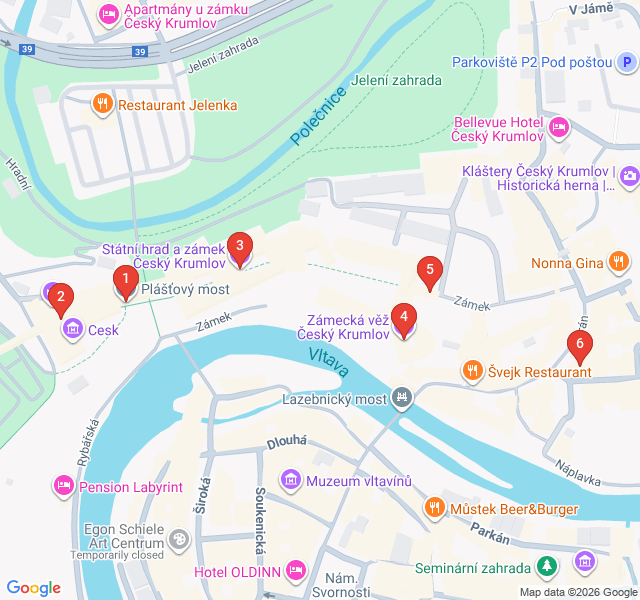Route map for Renaissance Grandeur of Krumlov Castle