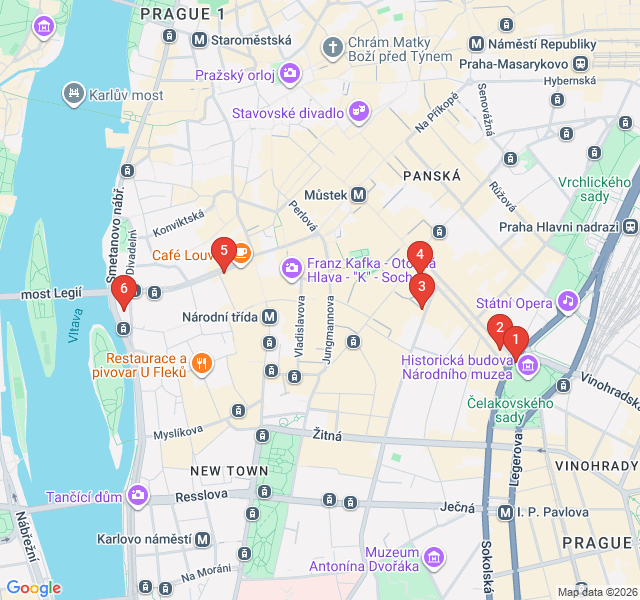 Route map for The Velvet Revolution and Freedom Walk