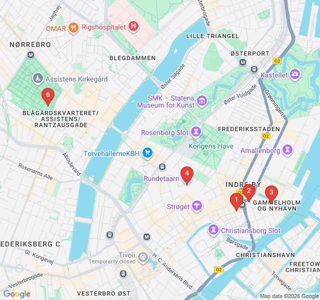 Route map for Literary Copenhagen: The Andersen Trail