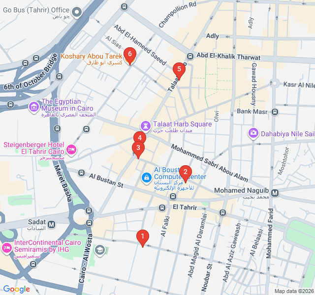Route map for Cairo Street Food Safari
