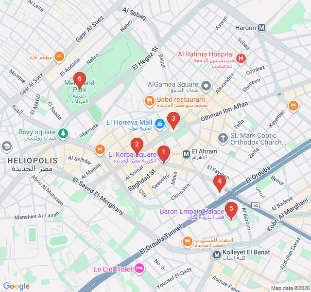 Route map for Desert Oasis: The Eclectic Architecture of Heliopolis