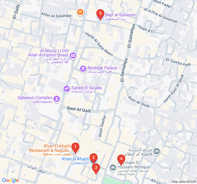 Route map for Mahfouz’s Alleys: A Literary Walk through Khan el-Khalili