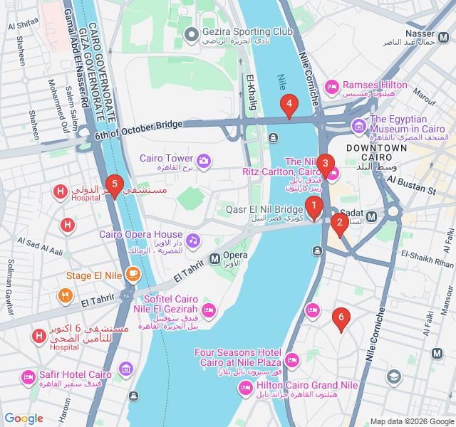 Route map for Nile Breezes: A Sunset Walk from Qasr el-Nil