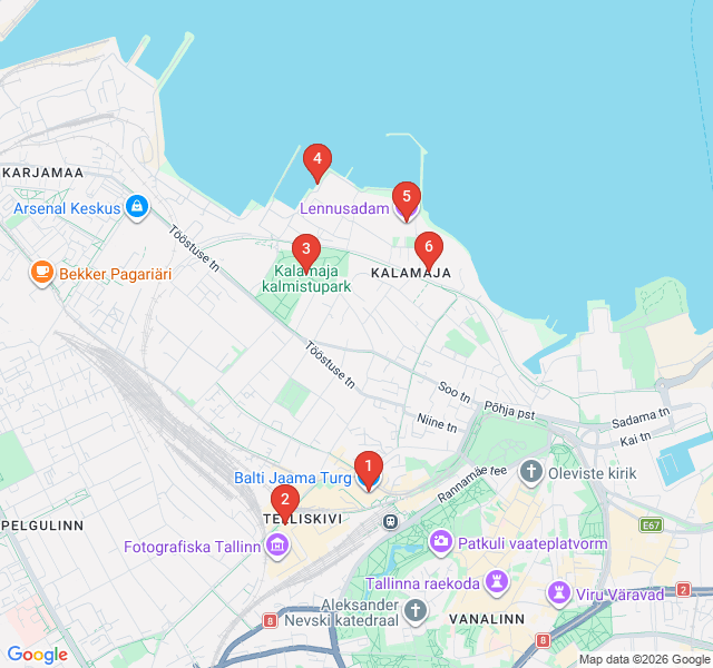 Route map for Kalamaja Wooden Houses and Creative Hubs